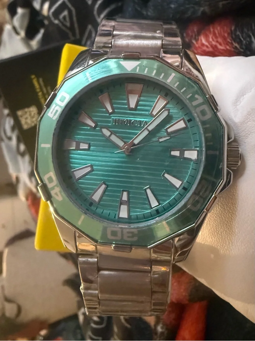 Invicta Pro Diver Meridian Men’s 46mm Turquoise Dial Stainless Steel Watch NWT